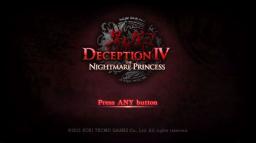 Deception IV: The Nightmare Princess Title Screen